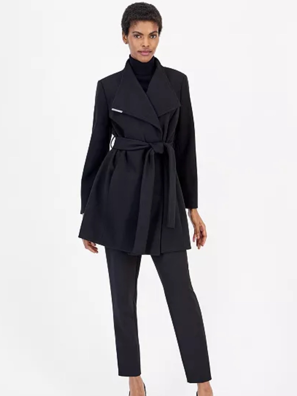 Calvin Klein Black Belted Trench Coat